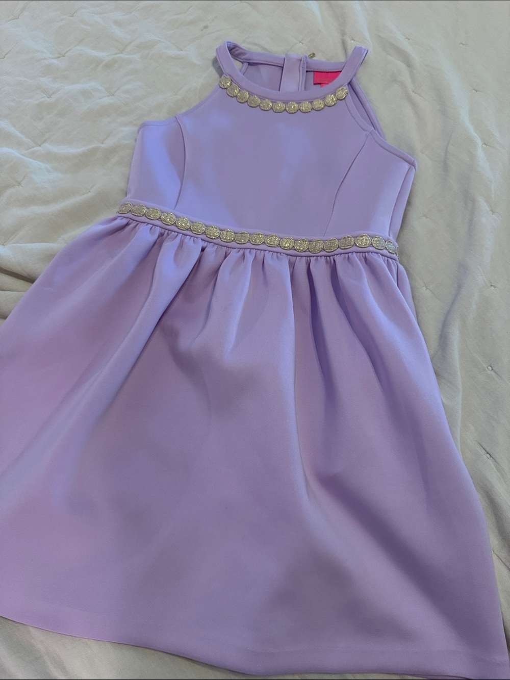 Lilly Pulitzer Lavender Halter Dress with Gold Trim